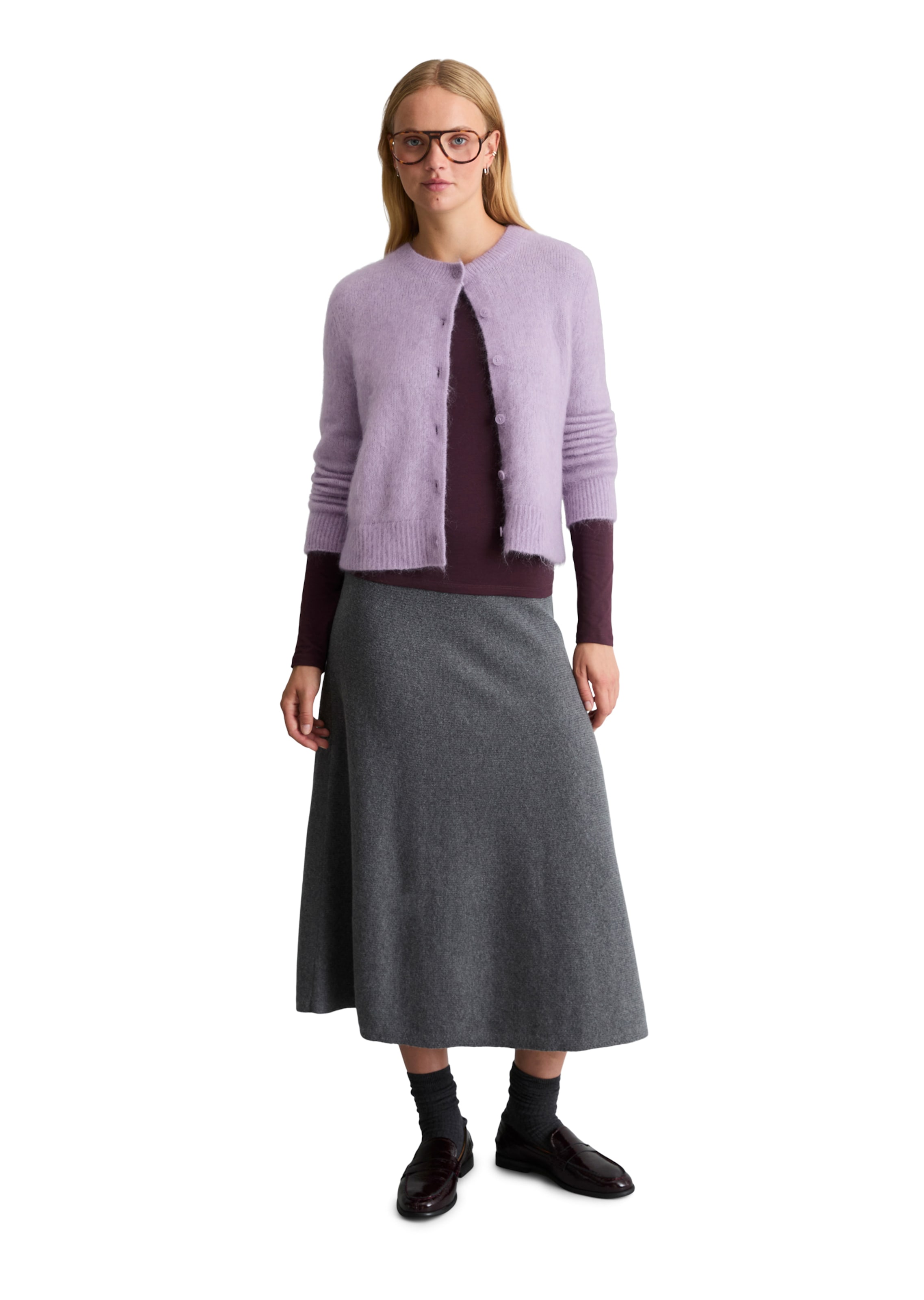 Marc O'Polo DENIM Strickjacke in Lila: Vorderseite