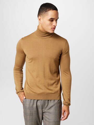 HUGO Sweater 'San Thomas' in Brown: front