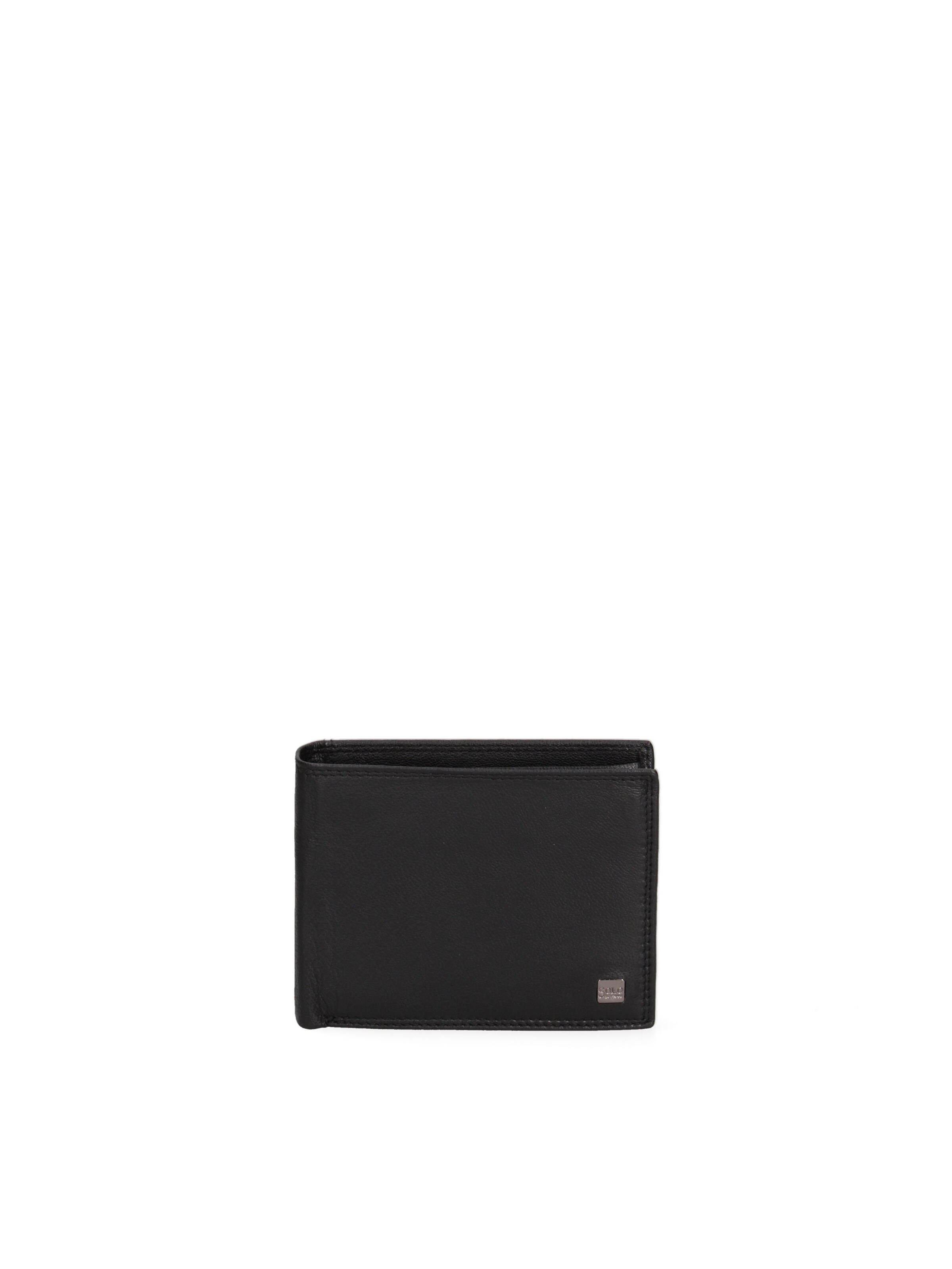Portamonete 'Portafoglio Uomo Vera Pelle - Solo Soprani Slim Compatto 12x9,5 cm' di Solo Soprani in nero: frontale