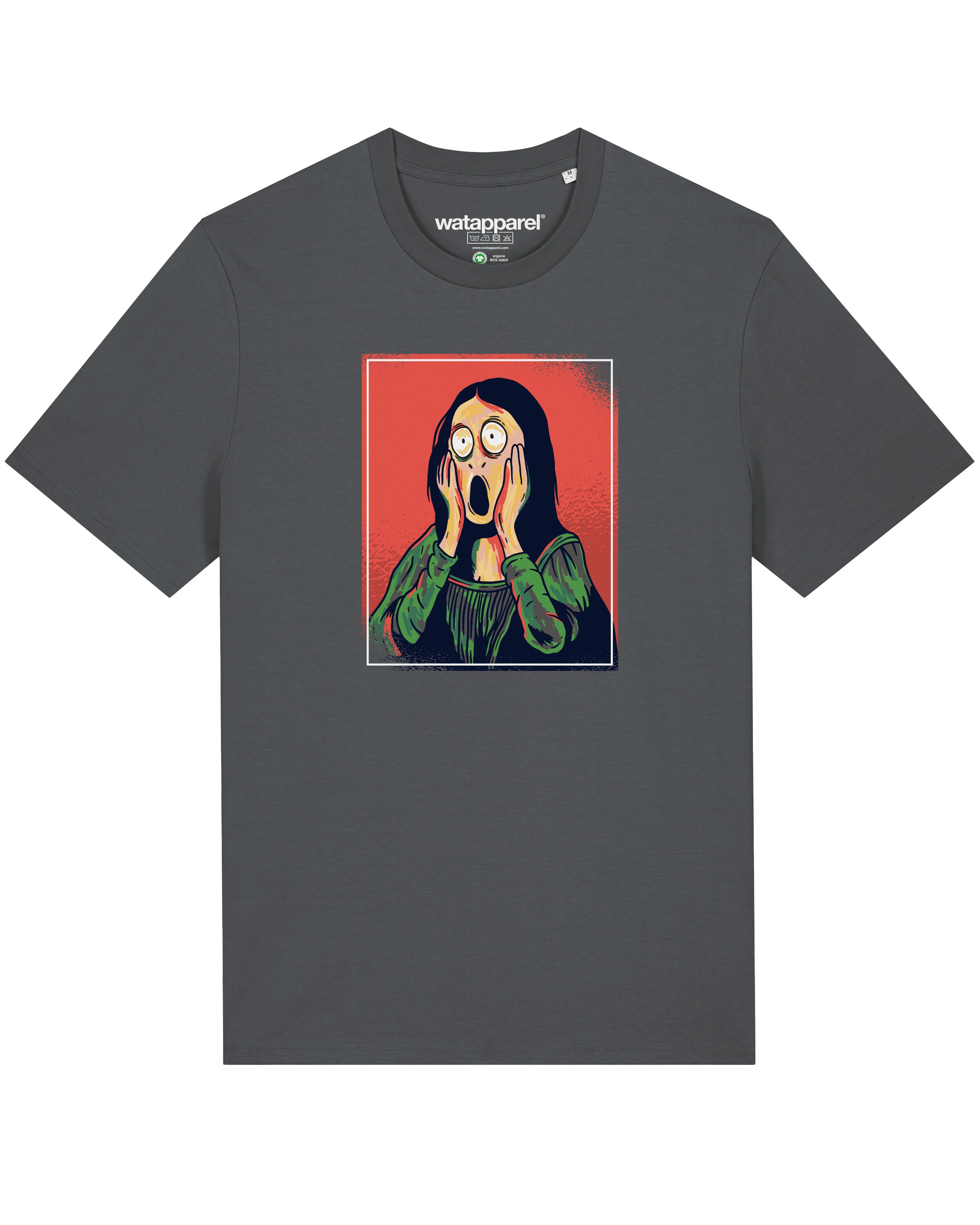 Watapparel Shirt ' Mona Lisa Scream ' in Grau: Vorderseite