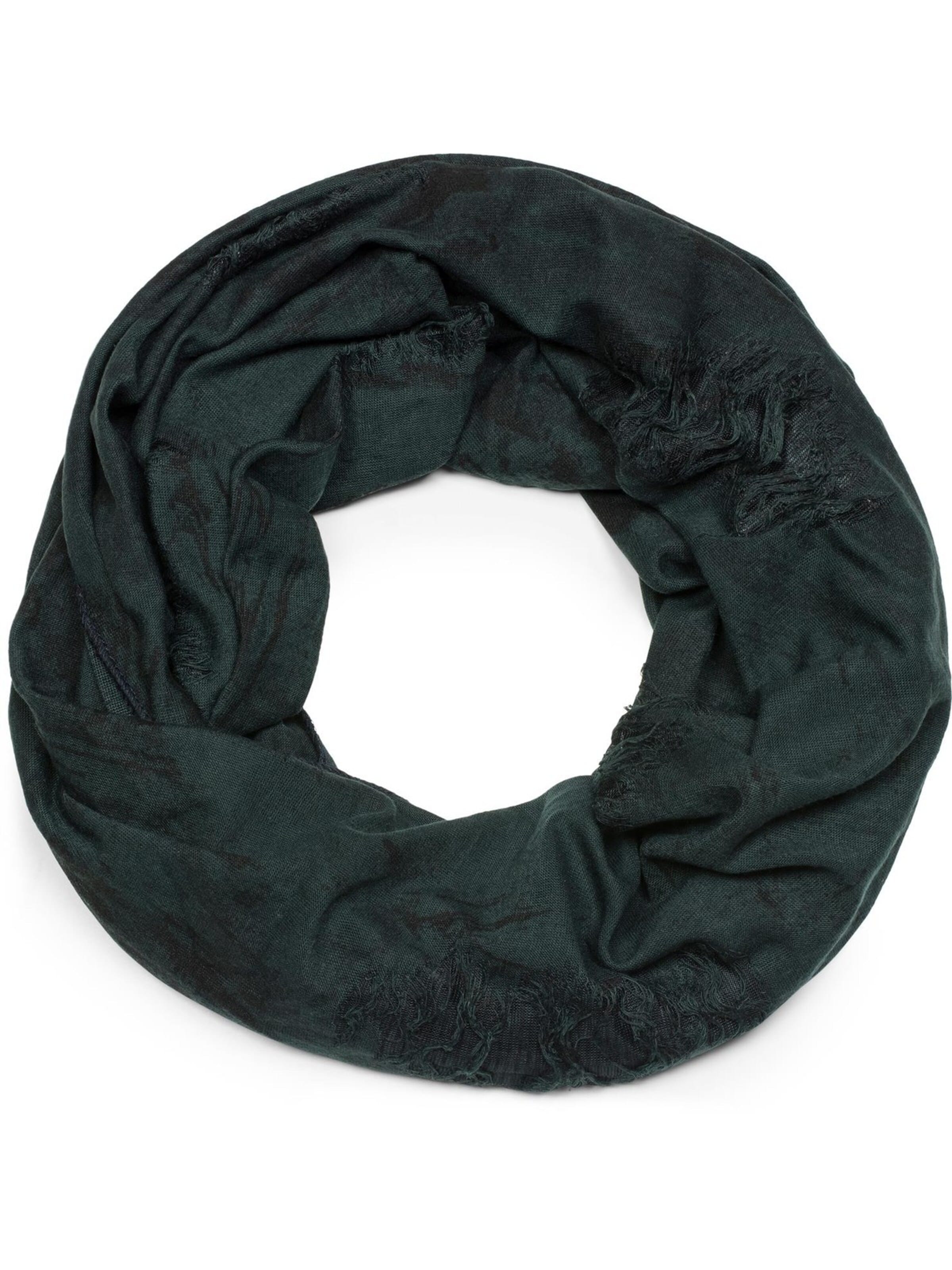styleBREAKER Schlauchschal 'Gemusterter Loop Schal im Destroyed used Look'‌‌‌‌ in Grün: Vorderseite