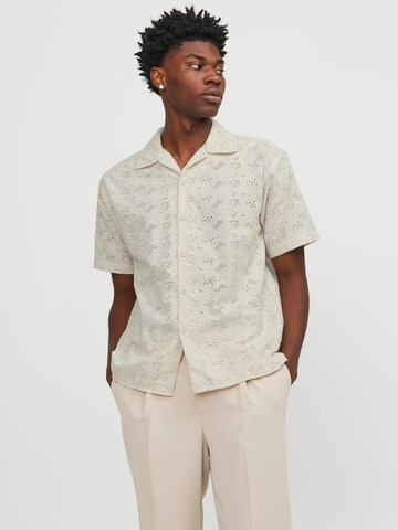 JACK & JONES Comfort fit Button Up Shirt 'Havana' in Beige: front