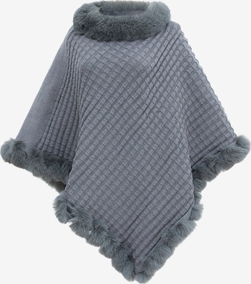 Magicshe Cape 'Winter Poncho Strick mit Kunstfell' in Grey: front