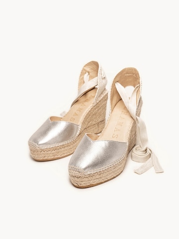 Alhamas Sandal 'Alpargata Cuña 10 cm' in Silver