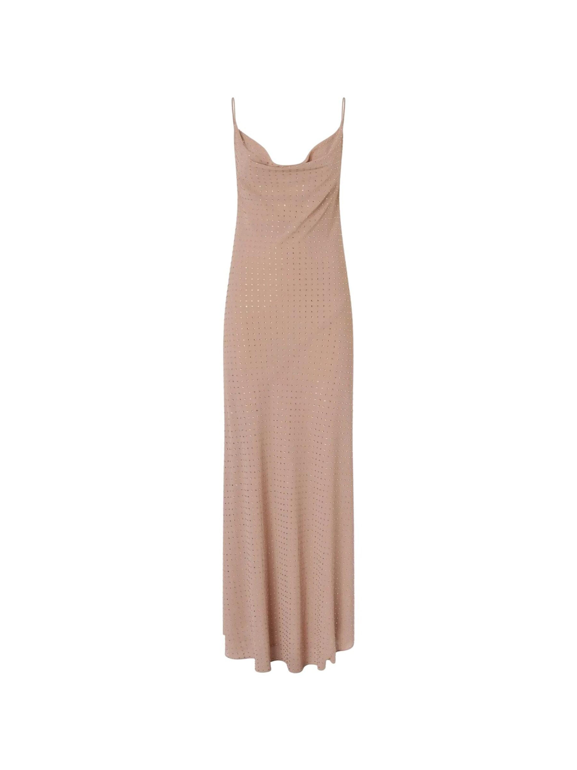 Robe 'PINKO FARRO ABITO GEORGETTE FULL STRASS ABITO' PINKO en beige : devant