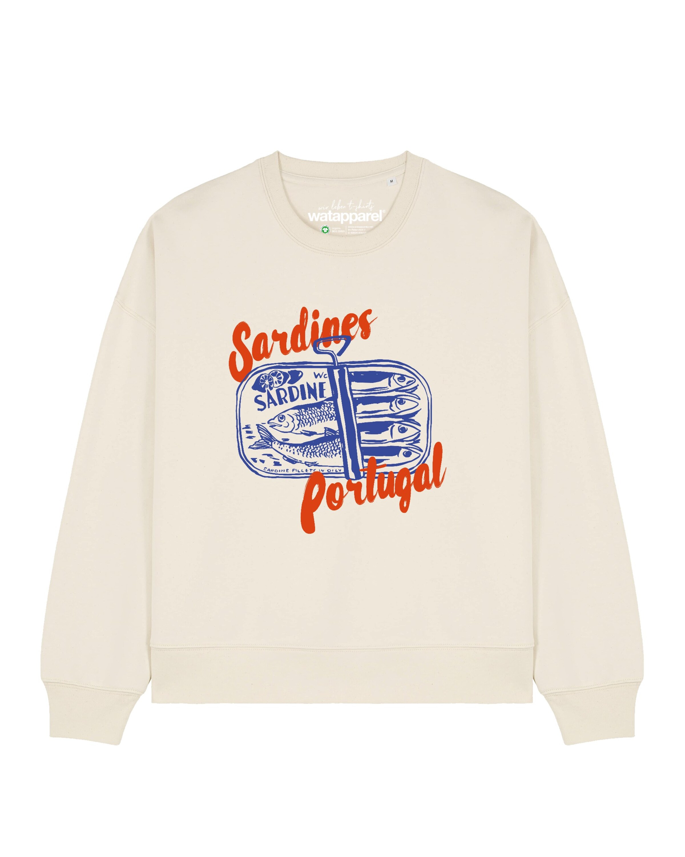 Sweat-shirt ' Sardines Portugal ' Watapparel en beige : devant