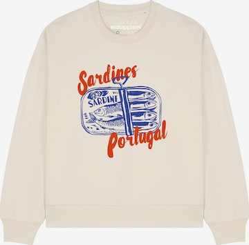 Felpa ' Sardines Portugal ' di Watapparel in beige: frontale