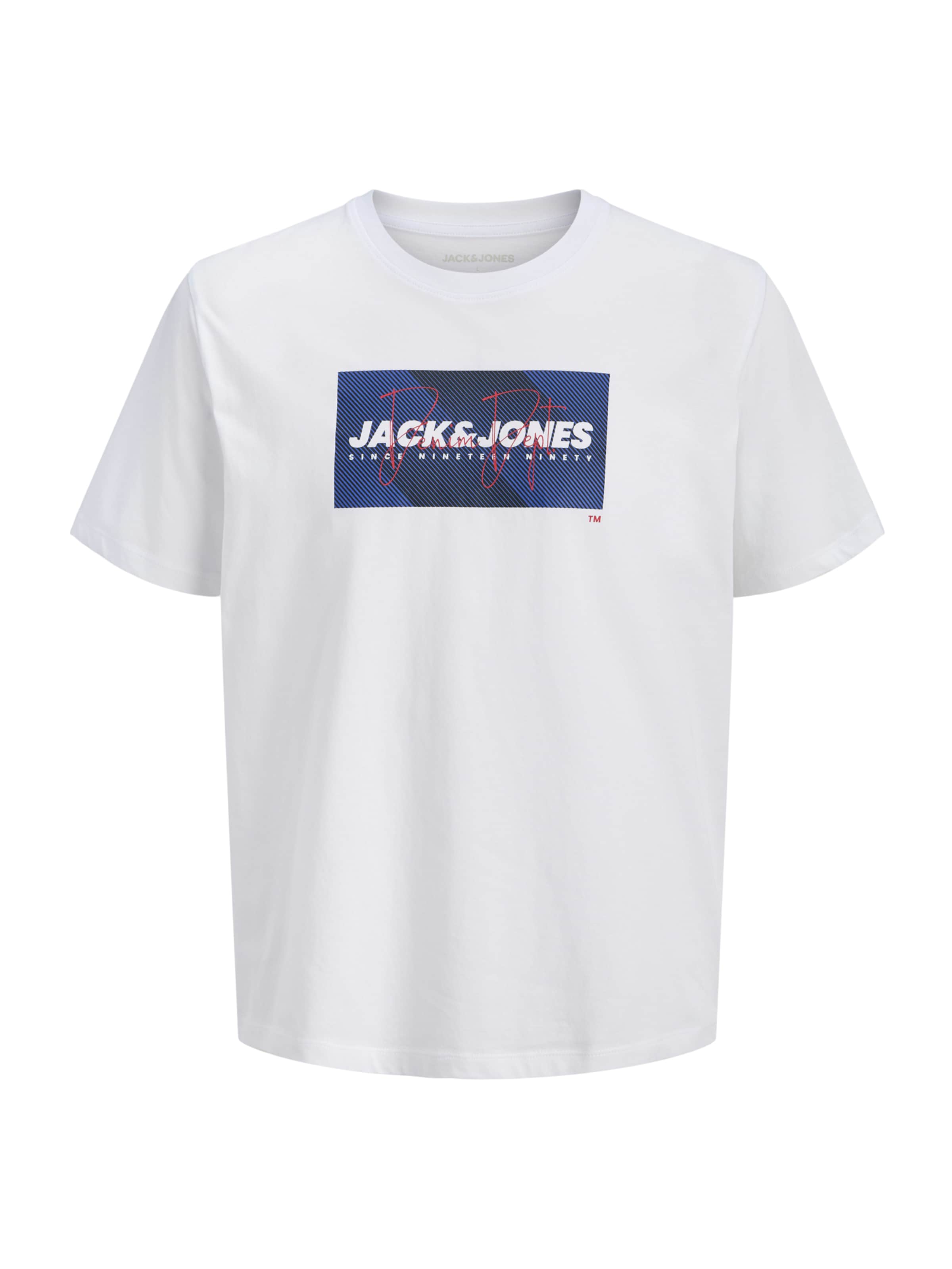 JACK & JONES Bluser & t-shirts 'JJCOLE' i mørkeblå / mørkerød / hvid, Produktvisning