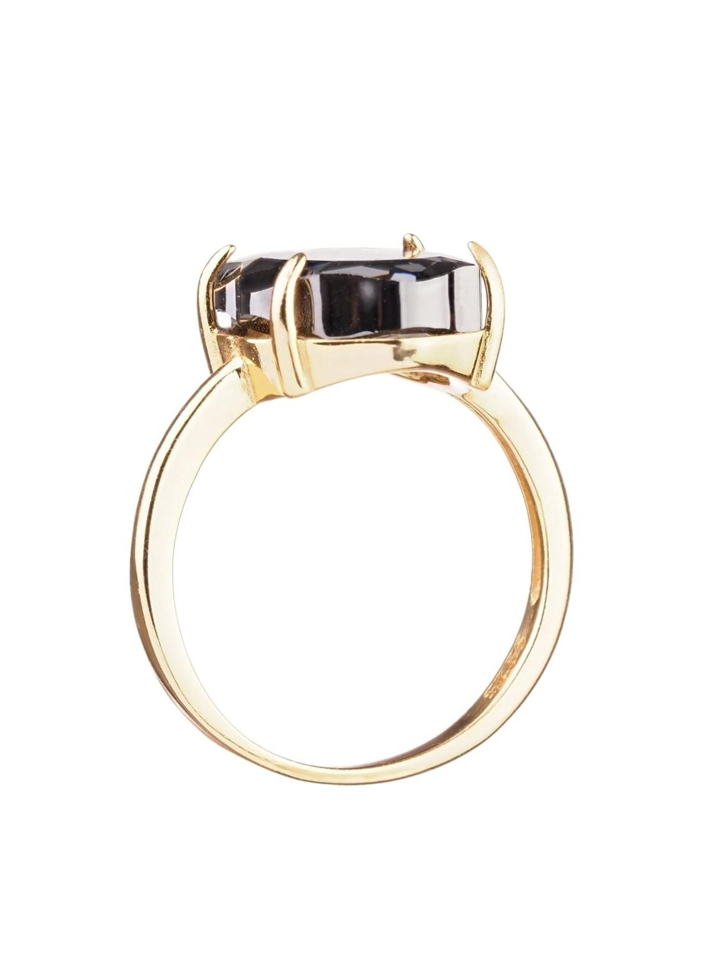 THE GEM STORIES JEWELRY - Anillo 'Crystal Silver Night Baroque Ring – Gold Plated' en plata