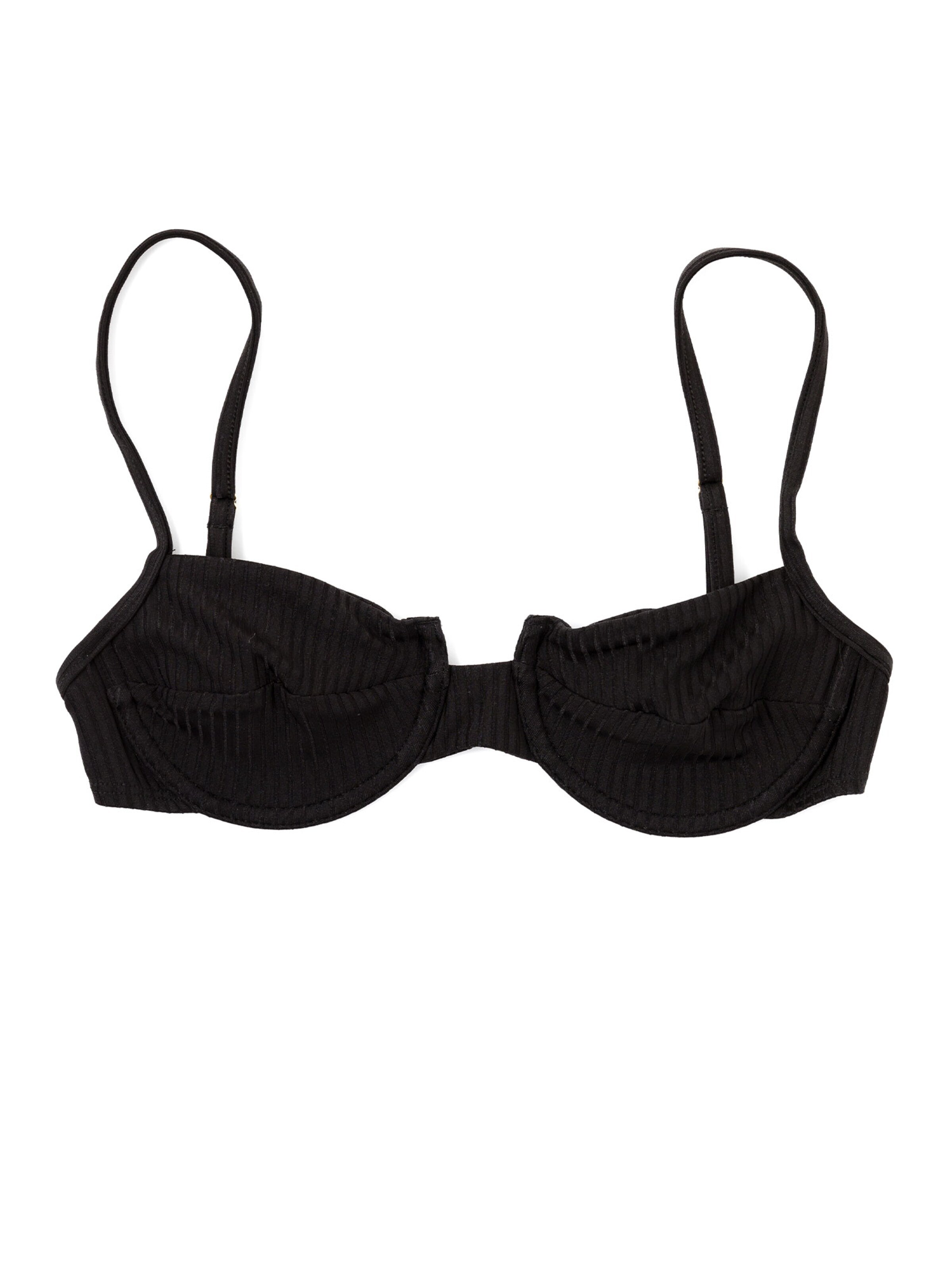 Matia Beachwear Bikini Top 'Bella Black Ribbed - Balconette Bikini Top' in 80 in Black, Item view