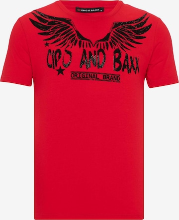 CIPO & BAXX Shirt 'Totenkopf Flügel' in Red: front