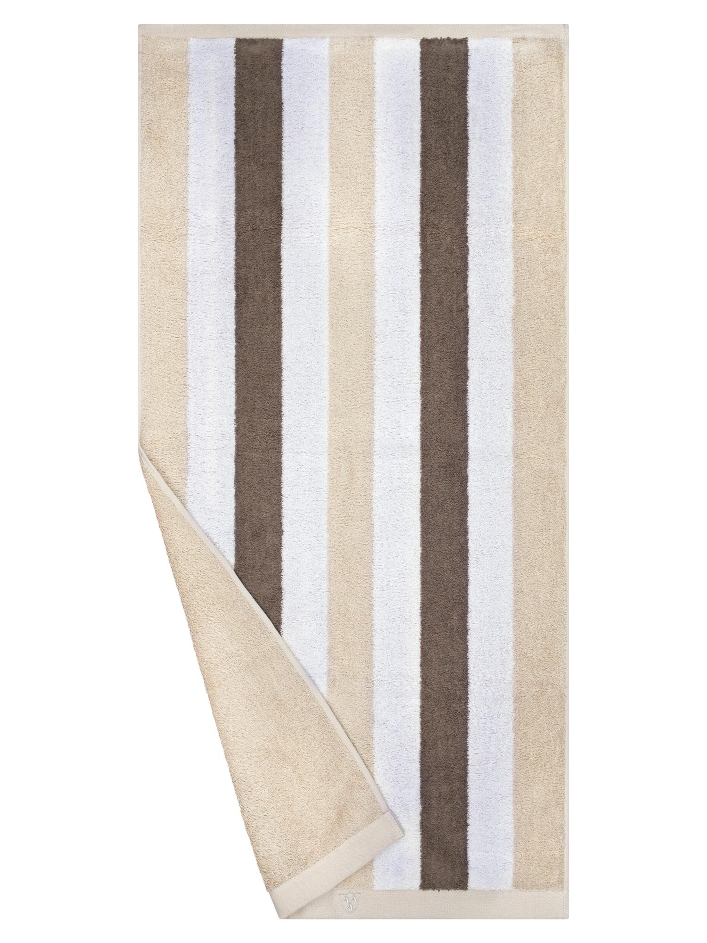 ROSS Handdoek 'Doubleface Stripes' in Beige