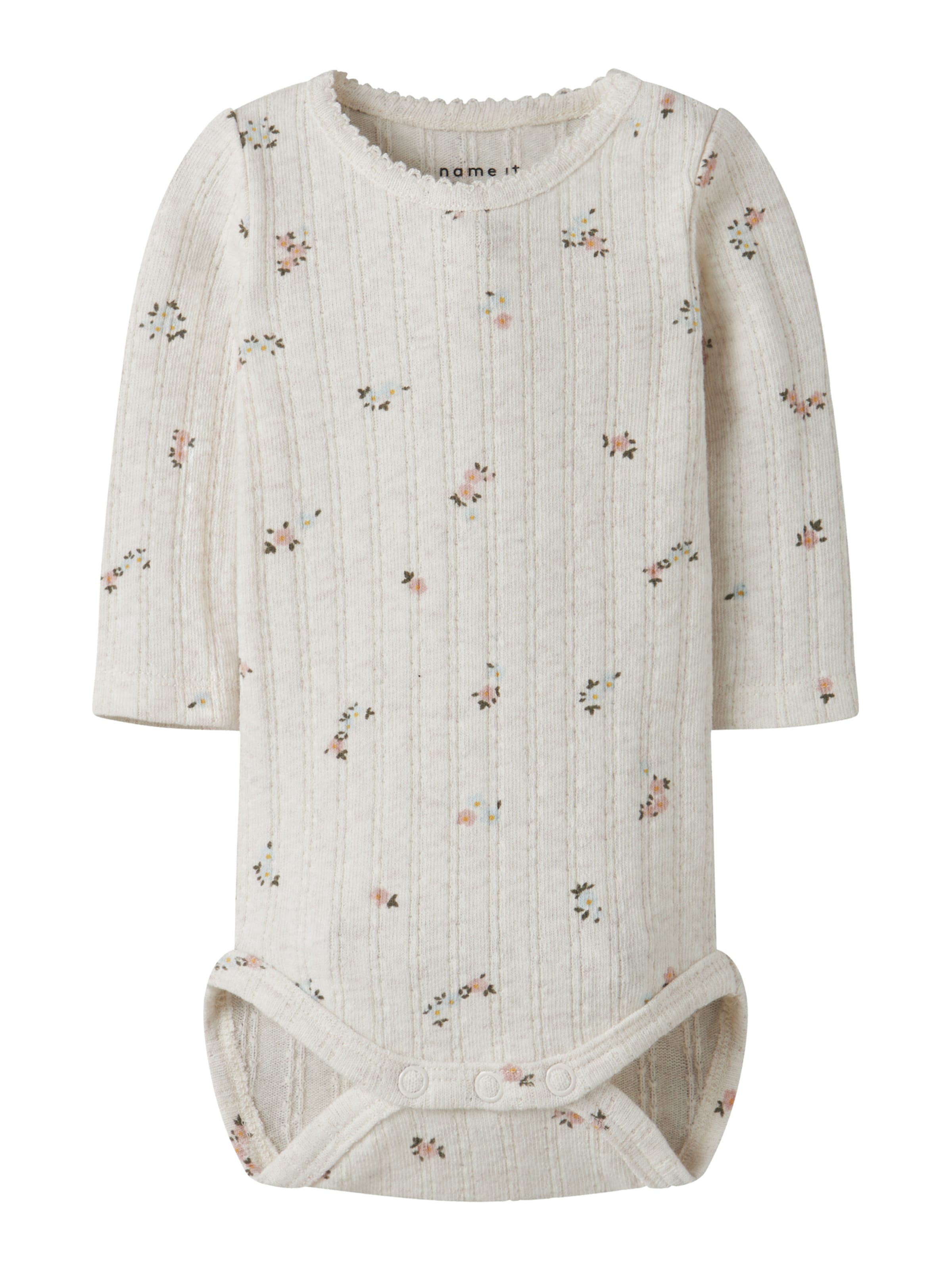 NAME IT - Pijama entero/body 'NBFLOWER' en beige: frente