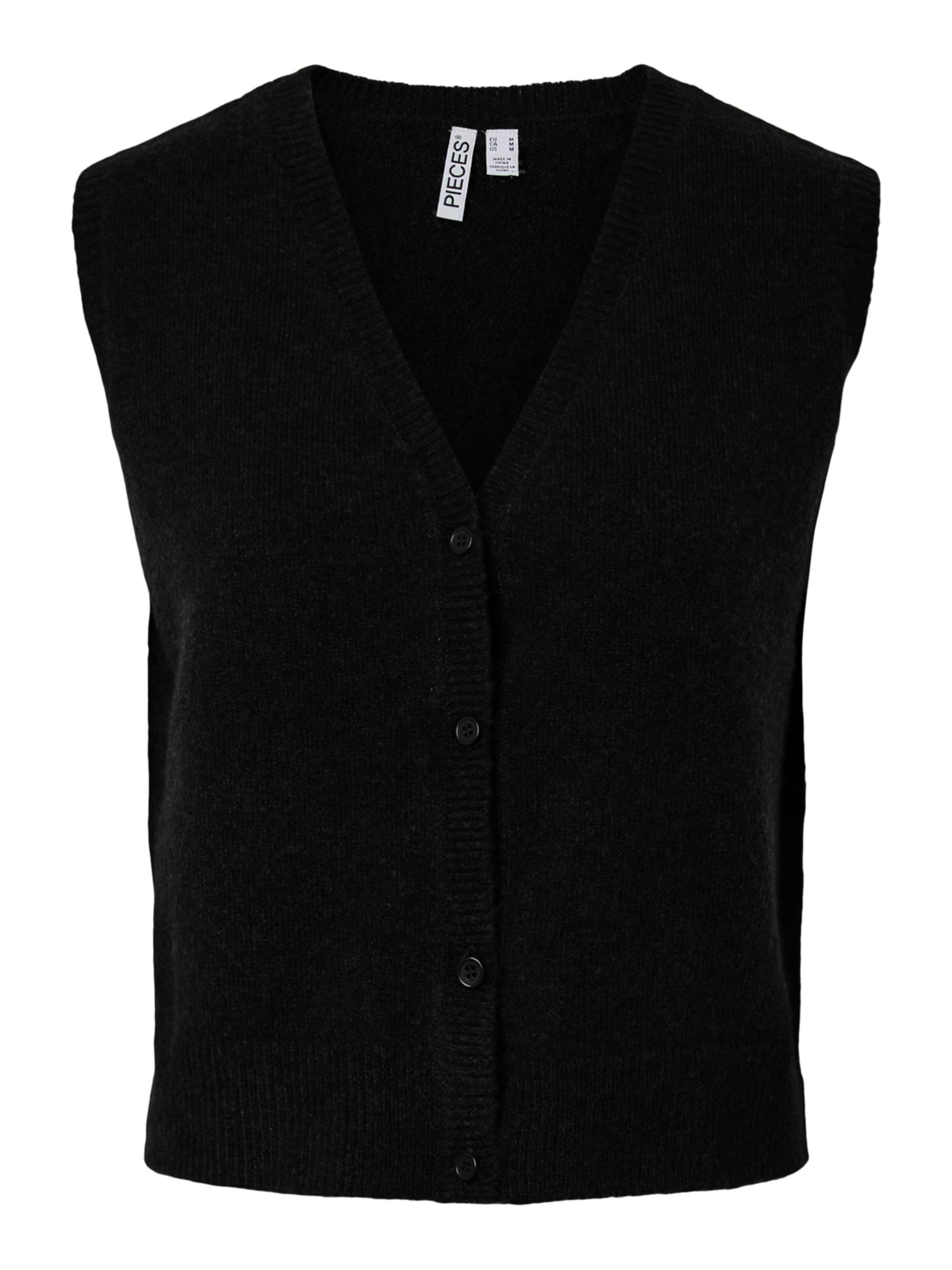 PIECES Gebreide bodywarmer in Zwart: voorkant