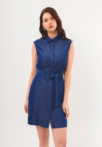 FRESHLIONS Jurk 'Leona' in Blauw: voorkant