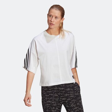 ADIDAS PERFORMANCE Skinny Fit Функционална тениска в бяло: отпред