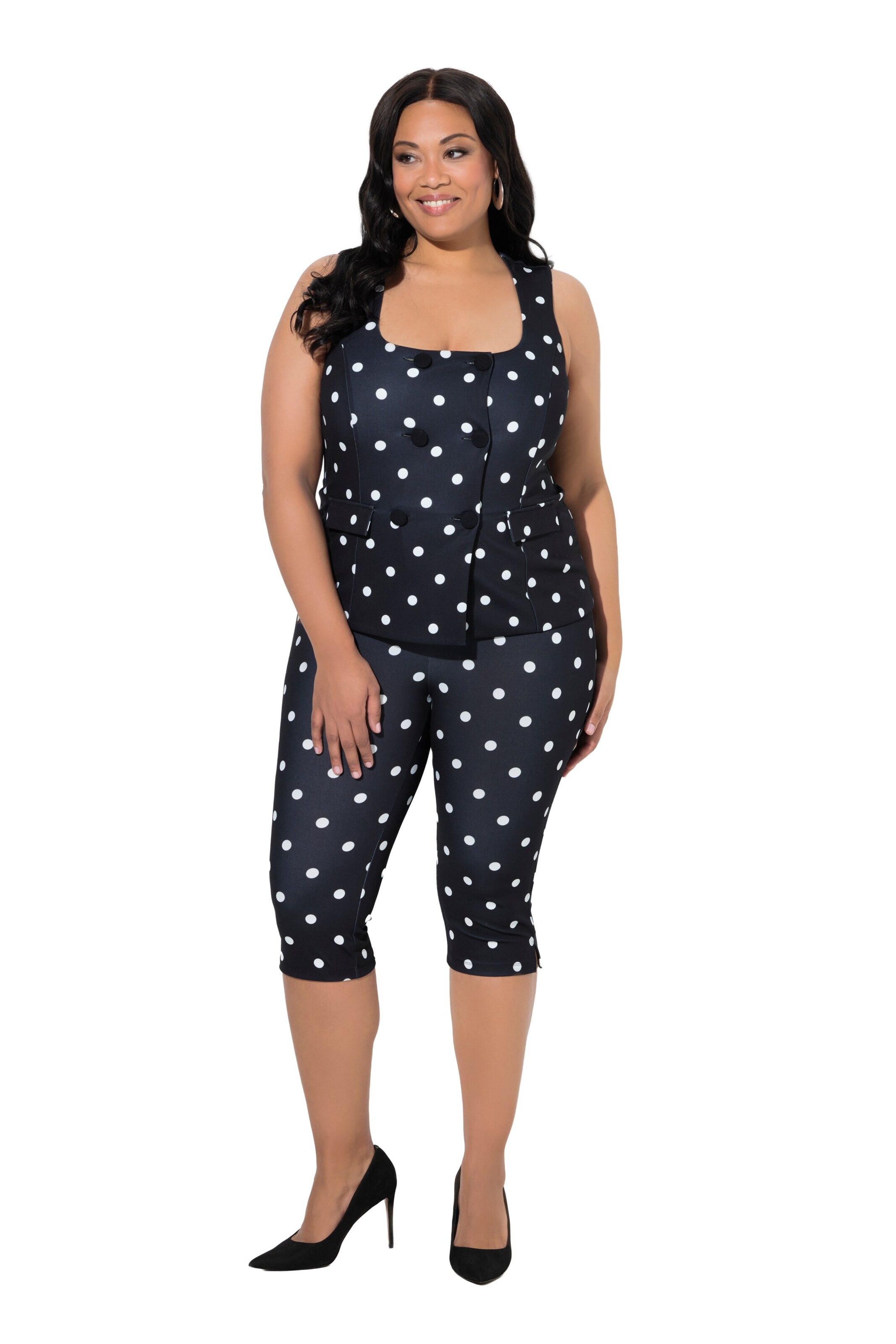 Ulla Popken Jumpsuit in Zwart: voorkant