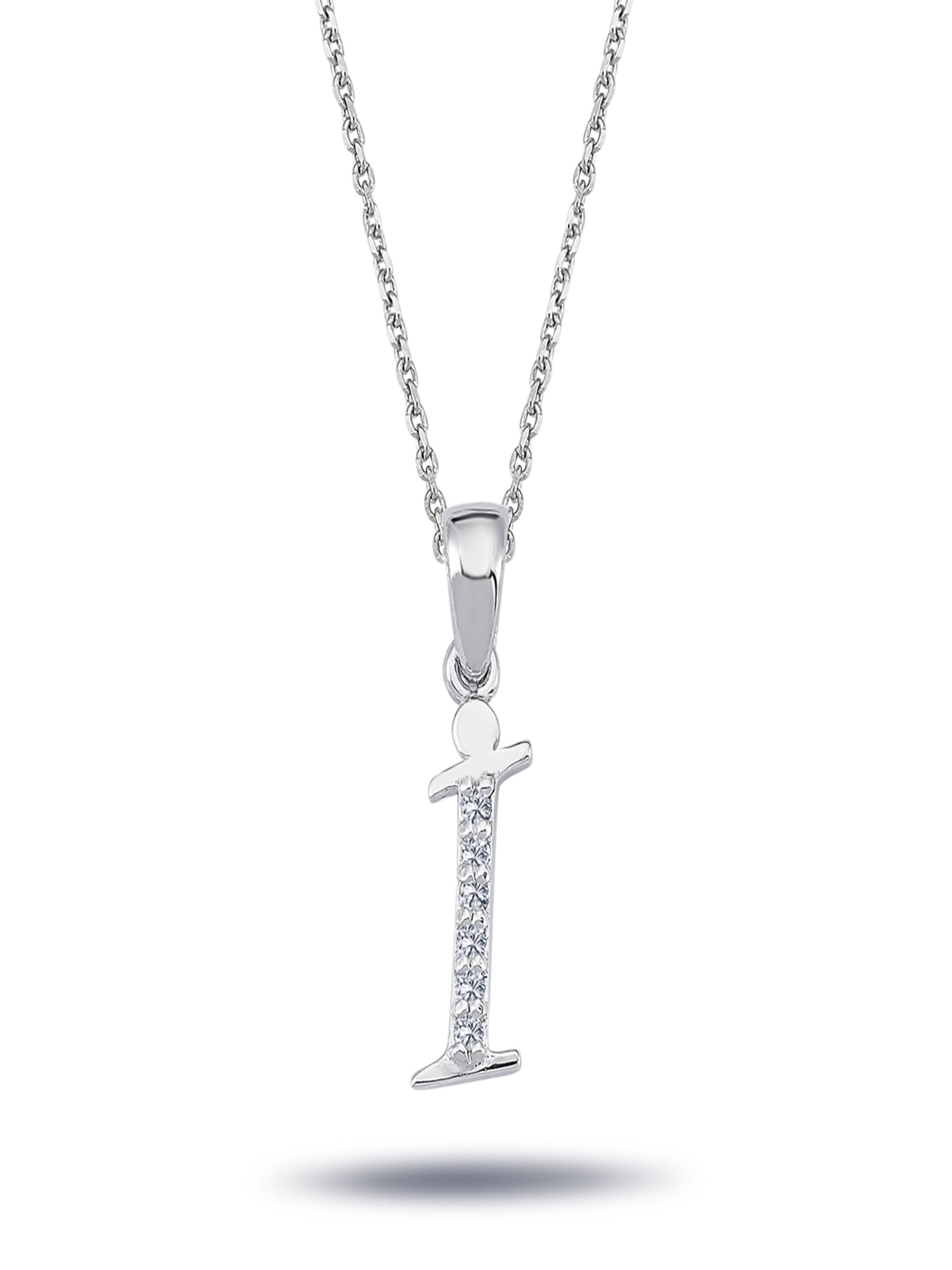 EinStein Diamant Pendant 'Buchstaben Halskette mit Diamanten - İ in 14 Karat Weißgold' in White: front