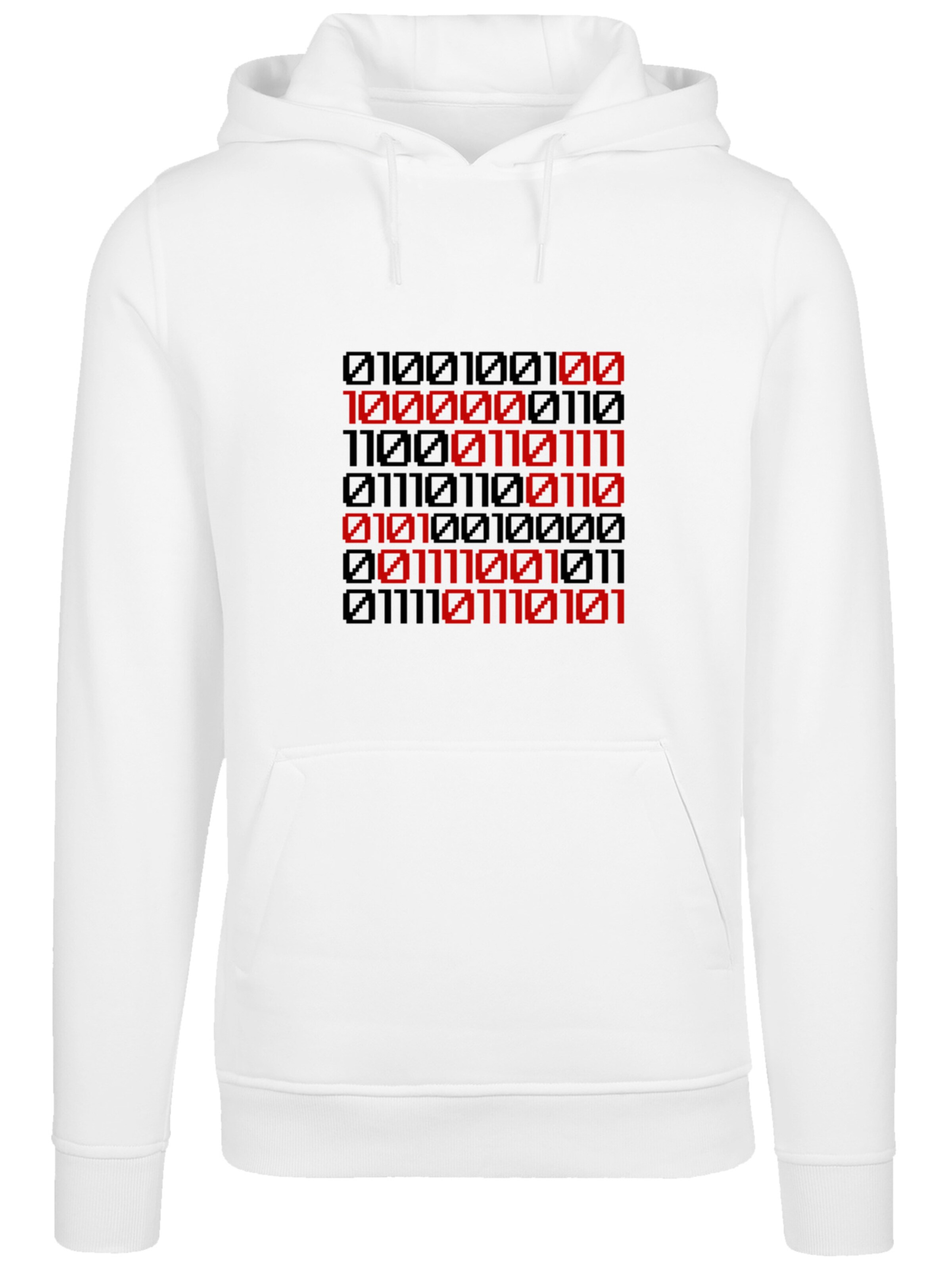 F4NT4STIC Sweatshirt 'I Love You 01001001 Binary Code Valentinstag' in Weiß: Vorderseite