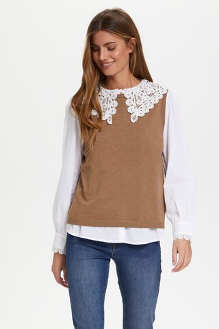 SAINT TROPEZ - Pullover 'Mila' em castanho: frente