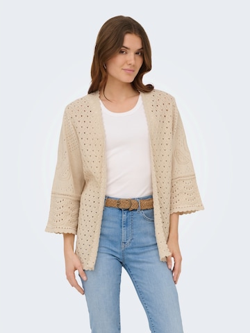 ONLY Strickjacke 'ONLLUZA' in Beige: Vorderseite