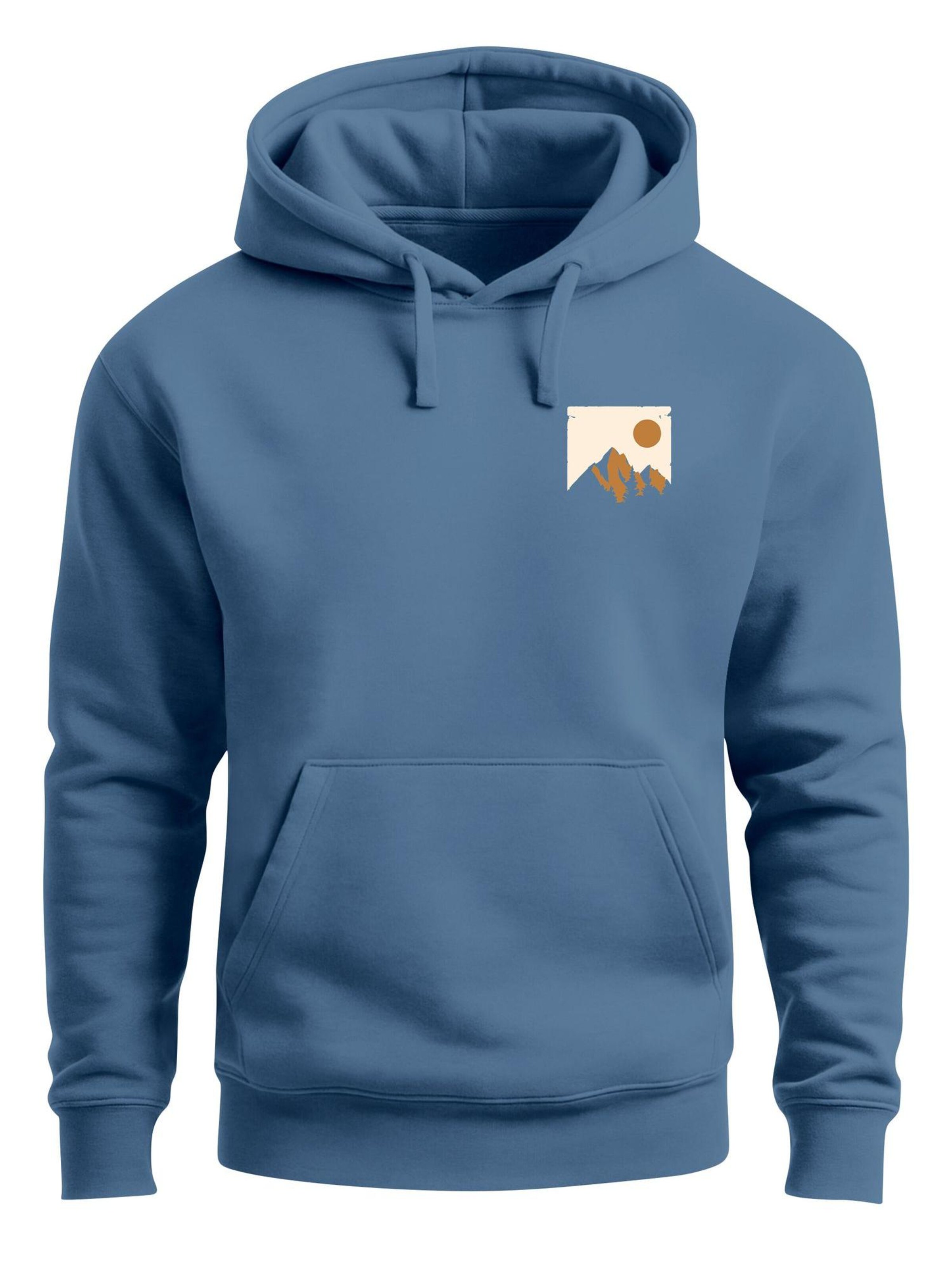 Neverless Sweatshirt 'Mointain Badge' in Blue: front
