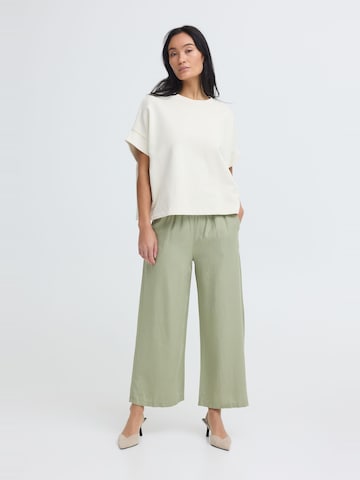 Oxmo Loose fit Trousers ' OXNInna Linen Mix ' in Green: front