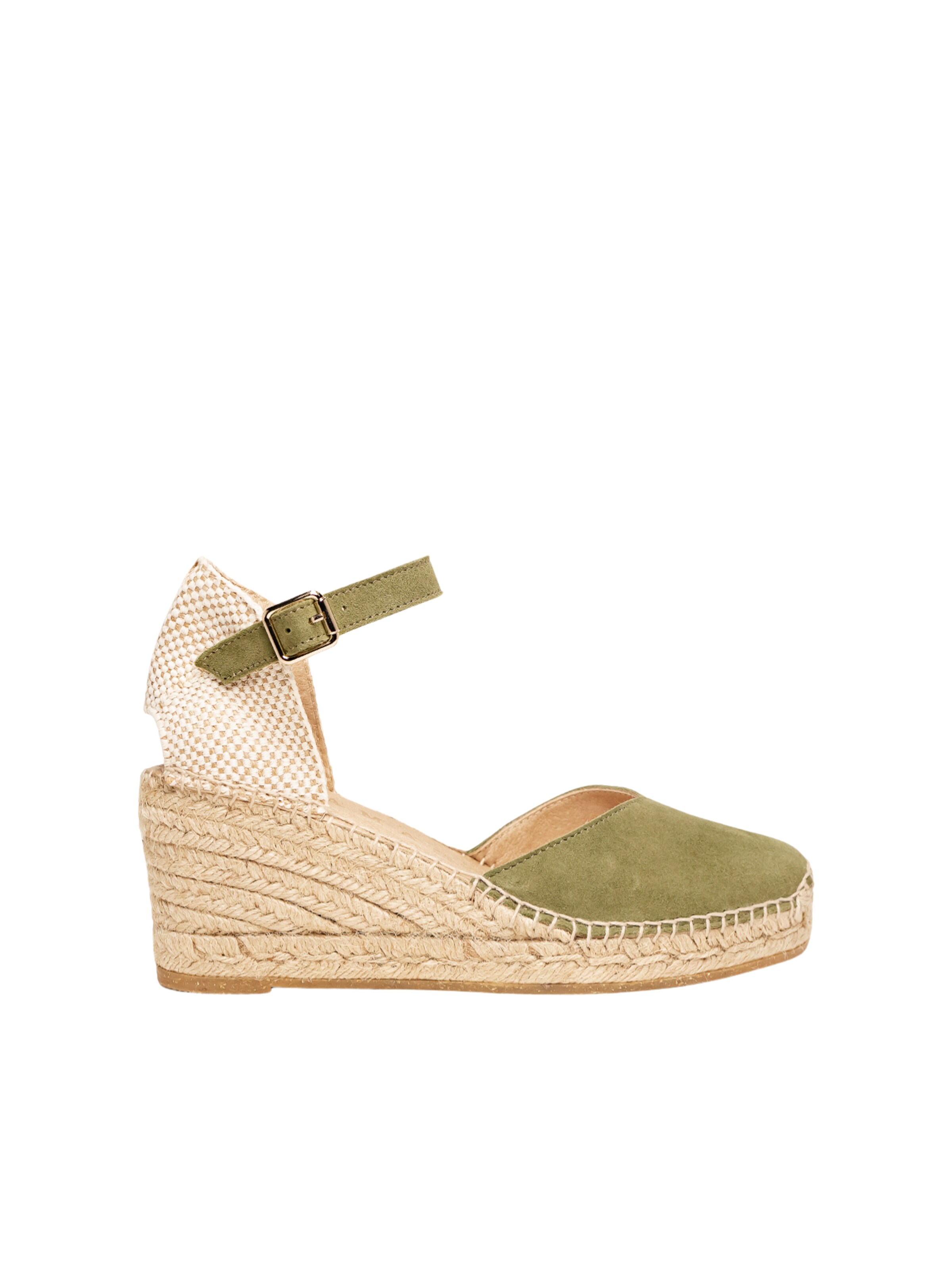 Alhamas - Sandalias con hebilla 'Alpargata Cuña 7 cm' en verde: frente