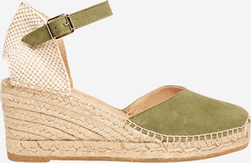 Alhamas - Sandalias con hebilla 'Alpargata Cuña 7 cm' en verde: frente