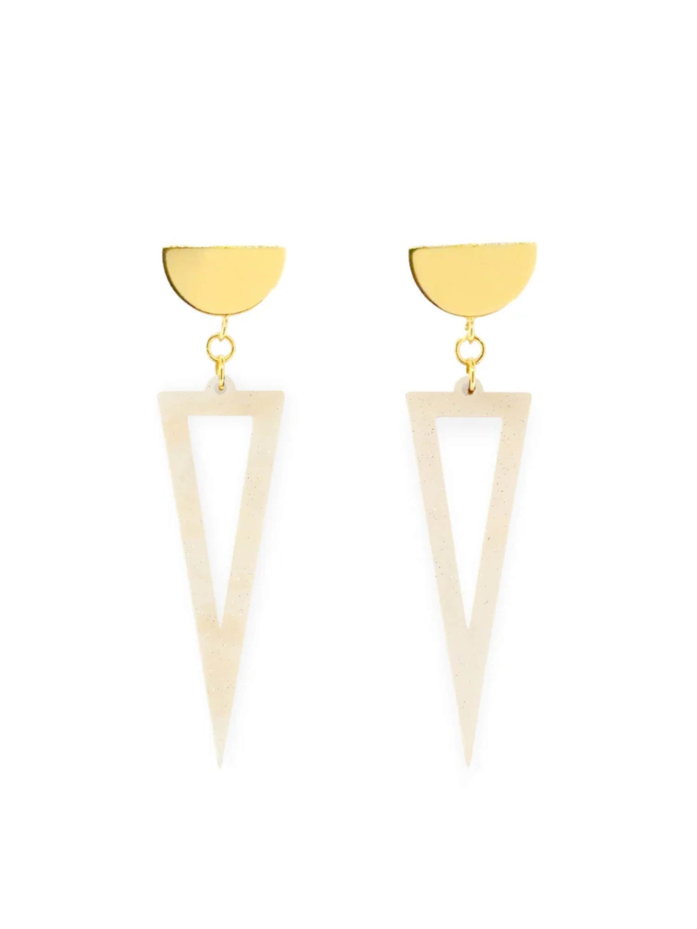 Fräulein Wunder Ohrringe 'Acetat Agnes'‌‌‌‌‌‌‌‌‌ in Beige: Vorderseite