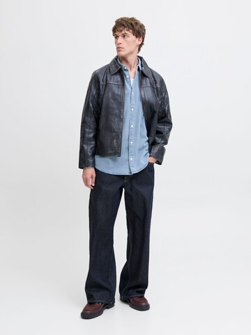 JACK & JONES Comfort fit Button Up Shirt 'JORNorrebro' in Blue