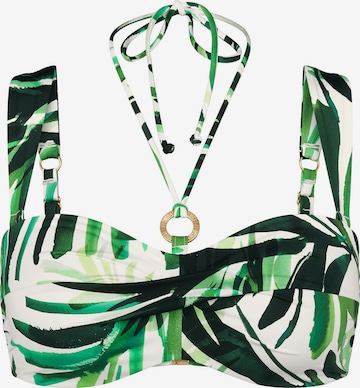 TRIUMPH Bustier Bikinitop ' Red Label Summer Palm ' in Groen: voorkant
