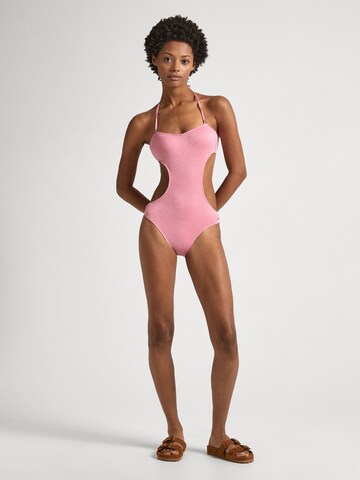 Pepe Jeans Bandeau Swimsuit in Pink