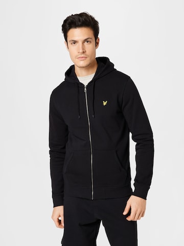 Lyle & Scott Zip-Up Hoodie in Black: front