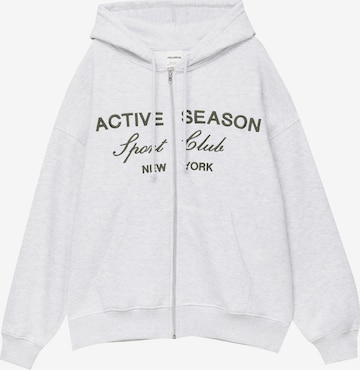 Pull&Bear Zip-Up Hoodie in Grey: front