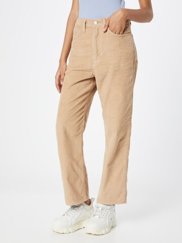 LEVI'S ®regular Hlače 'Ribcage Straight Ankle Corduroy Pants' - bež boja: prednji dio