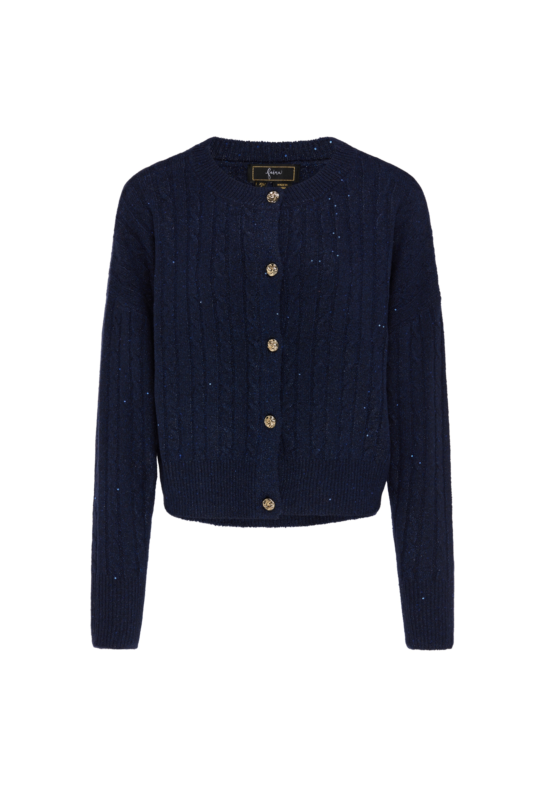 faina Gebreid vest in Blauw: voorkant