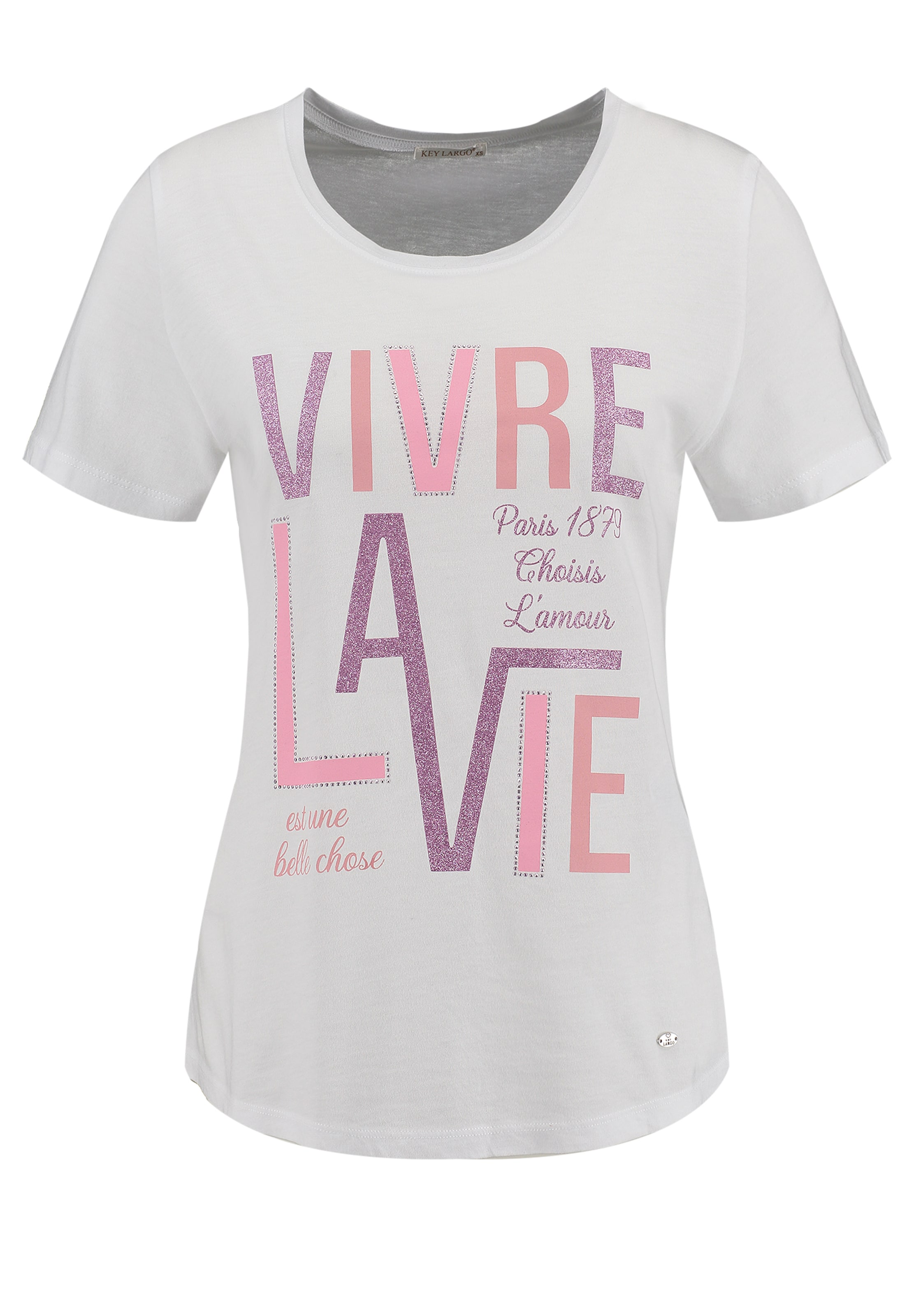 Key Largo Majica 'La Vie' | bela barva: sprednja stran