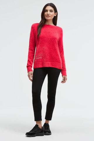 Soccx Chenille-Pullover mit Glitzer-Artworks in Rot