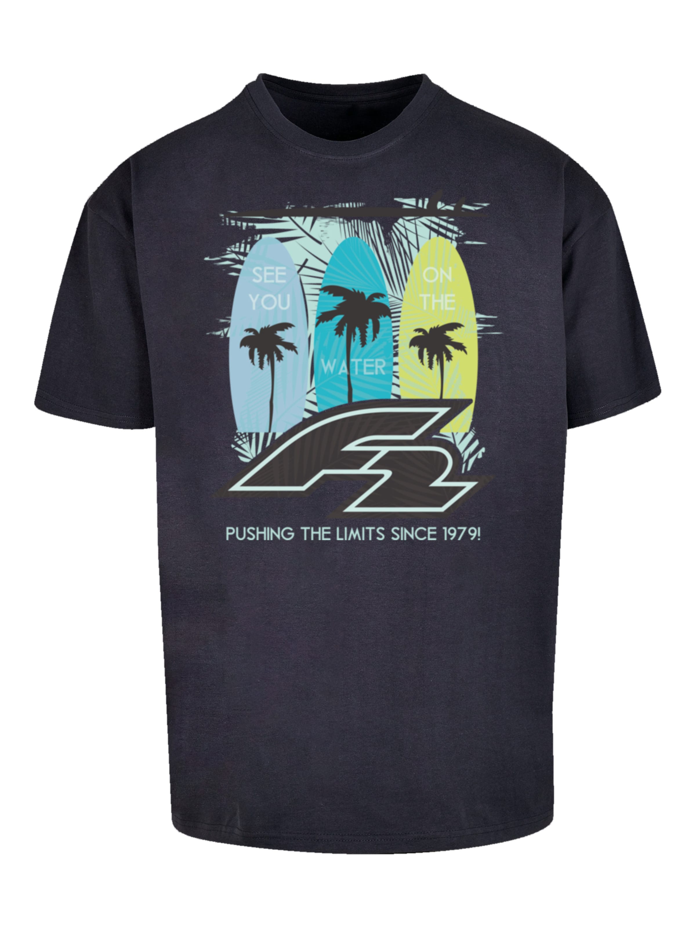 F2 Shirt 'Surboards See You On The Water Sommer Vibe' in Blue: front