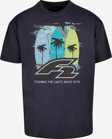 F2 Shirt 'Surboards See You On The Water Sommer Vibe' in Blue: front