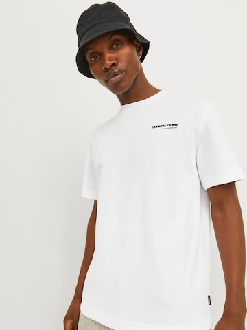 JACK & JONES Shirt 'JCOAERO PRINT TEE SS CREW NECK' in White