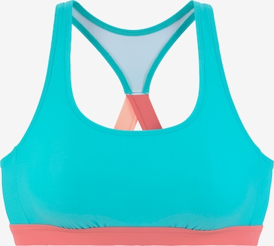 Sutien de costum de baie sport LASCANA ACTIVE pe albastru aqua / corai / roz pudră, Vizualizare produs