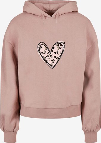 Merchcode Sweatshirt 'Valentines Day - Leopard Heart' in Pink: predná strana