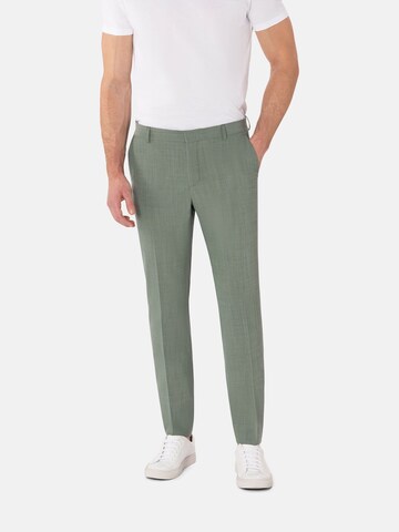 BENVENUTO Slim fit Pleated Pants 'IAGO' in Green: front
