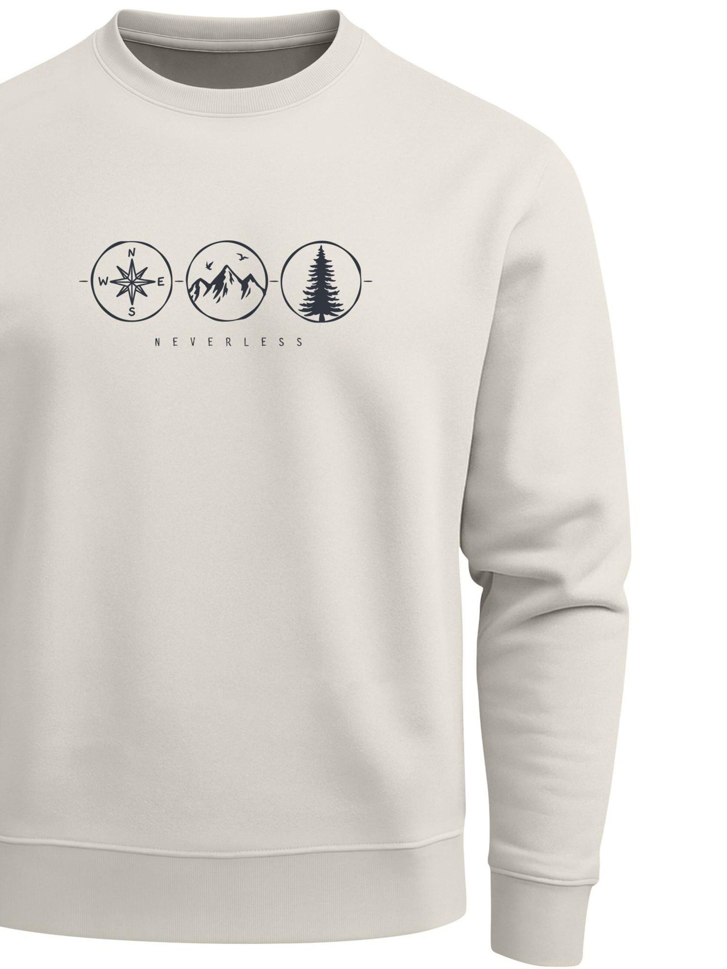 Neverless Sweatshirt 'Outdoor Kompass' in Beige