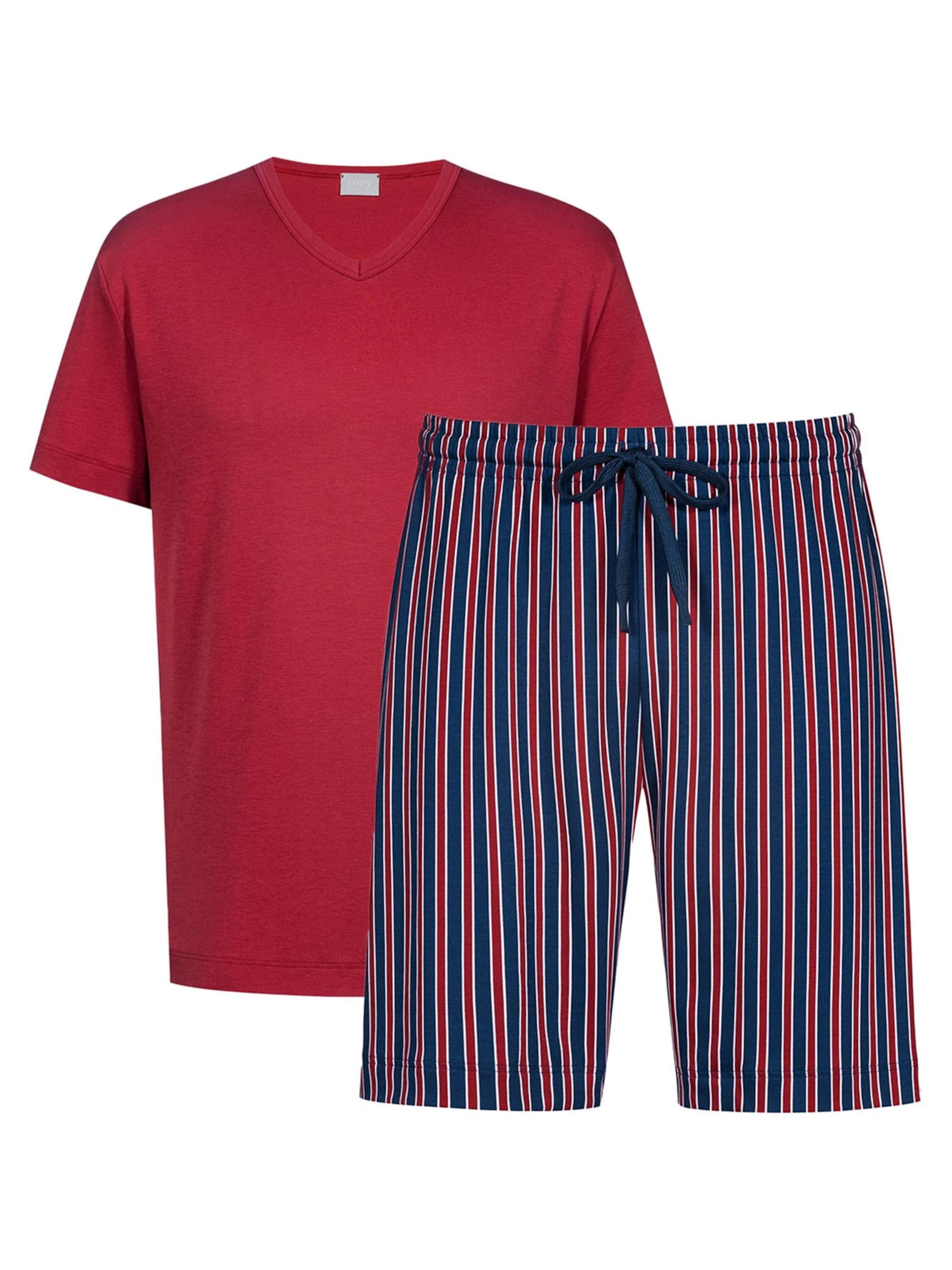 Mey Pyjama kort 'Graphic Stripes' in Rood: voorkant