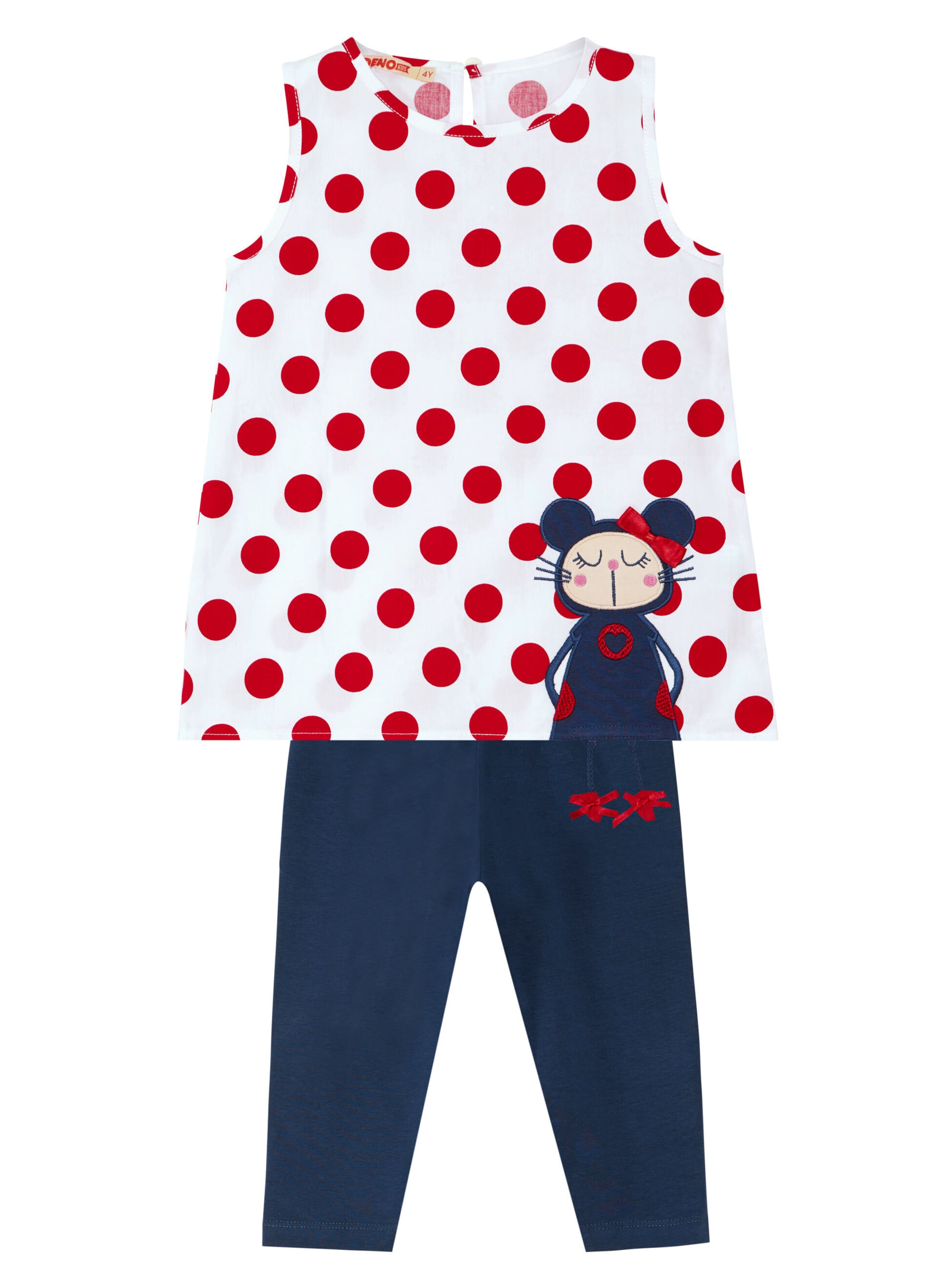 Denokids Set 'Dotted' in Rot: Vorderseite