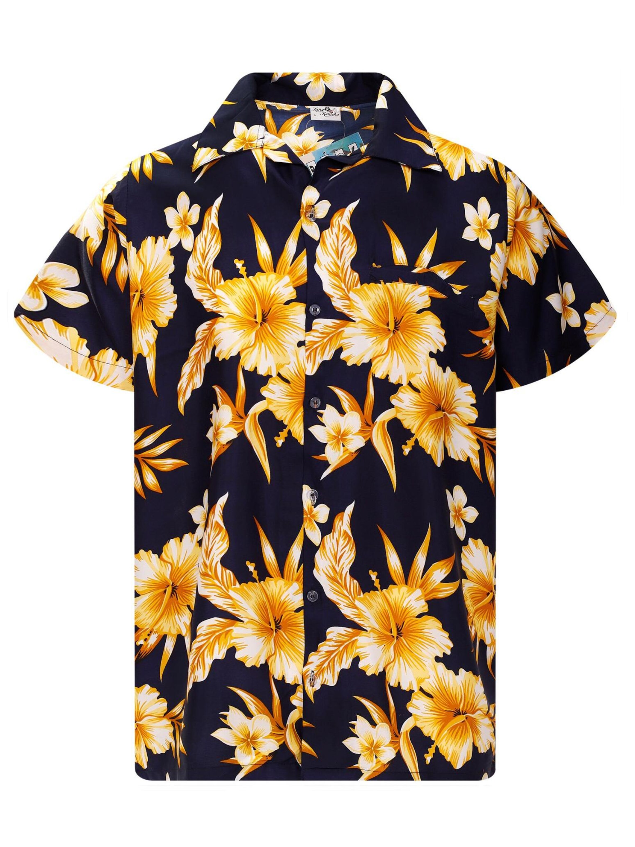 King Kameha Shirt 'Mono Flowers' in Geel: voorkant