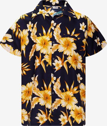 King Kameha Shirt 'Mono Flowers' in Yellow: front